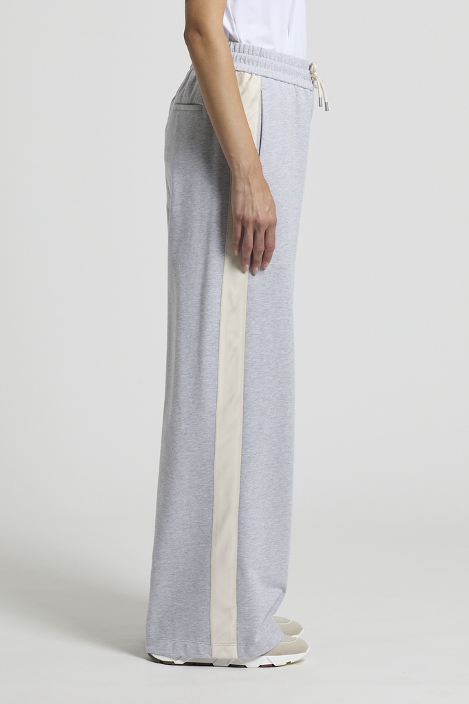 Woman pants Melange light cotton stretch fleece with Solar white