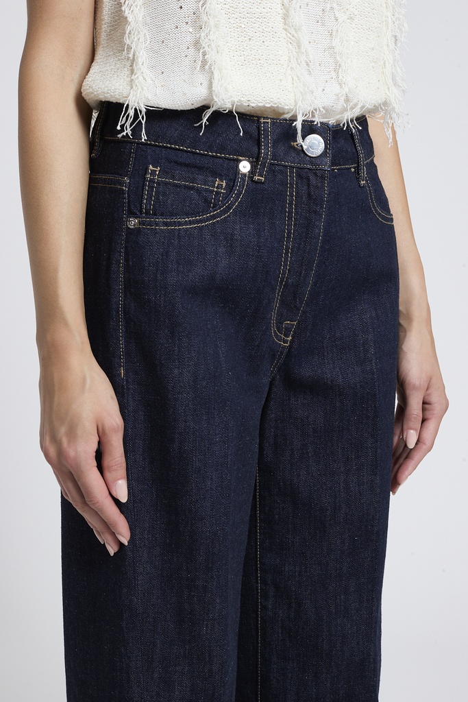 Woman pants Pure cotton denim Ink