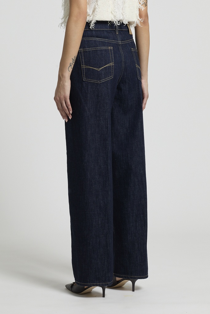 Woman pants Pure cotton denim Ink
