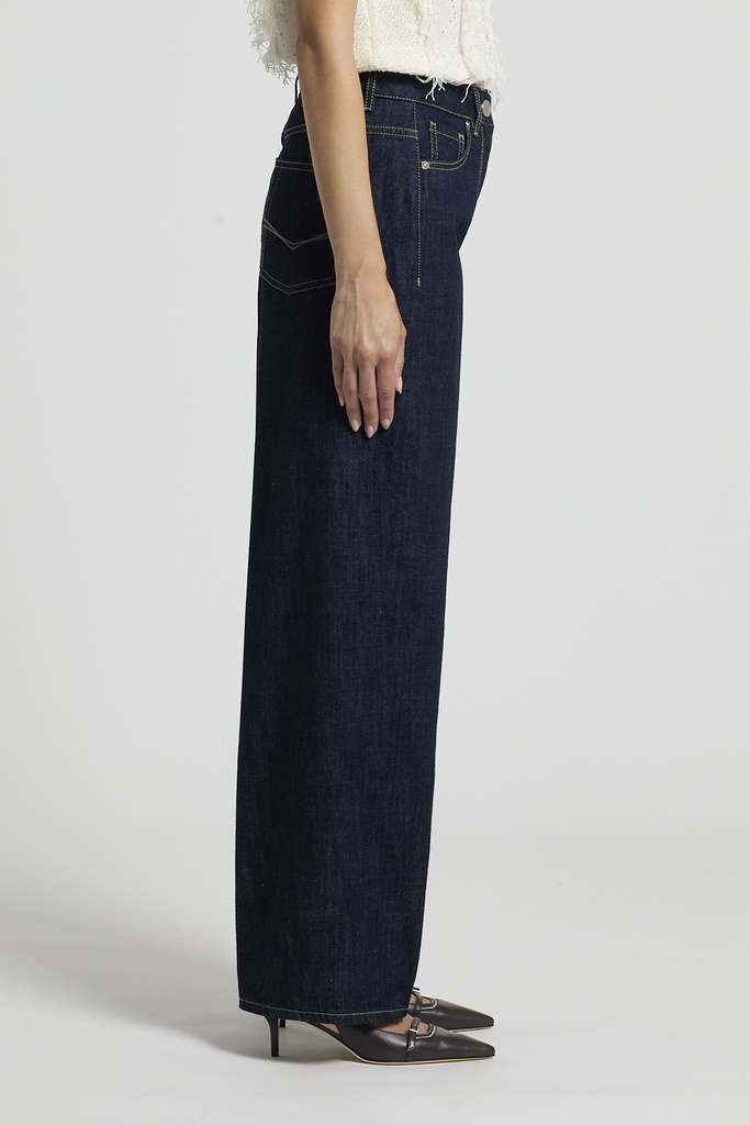Woman pants Pure cotton denim Ink