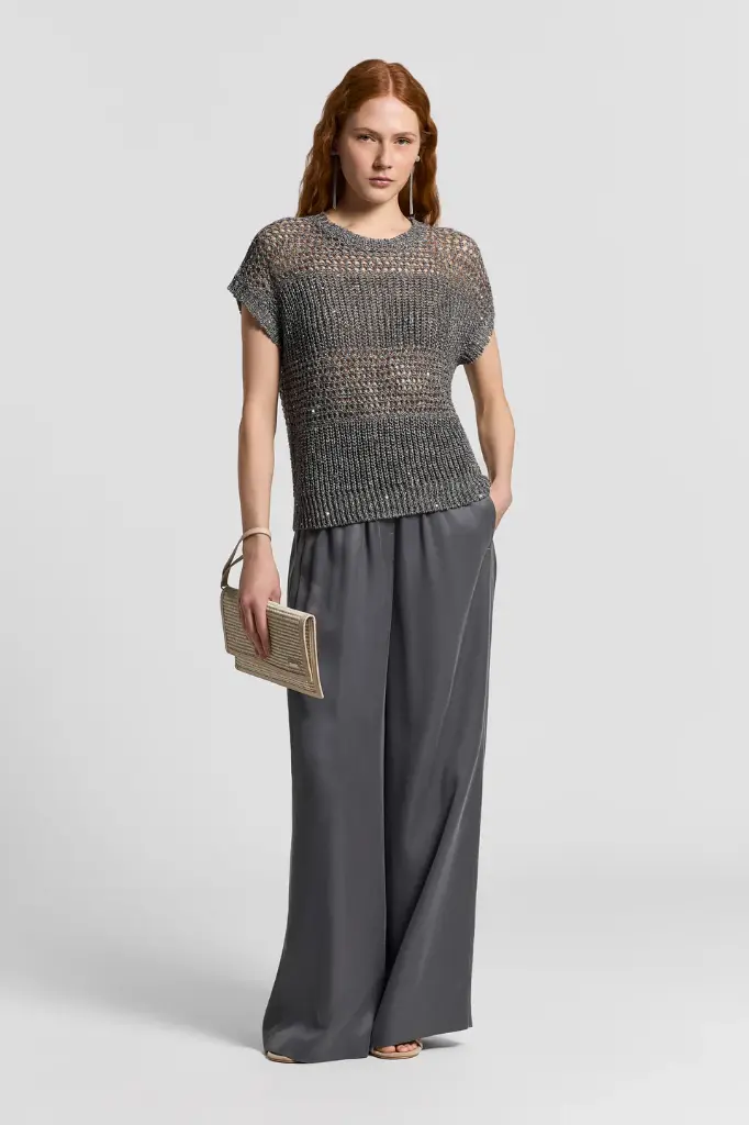 Diagonal Viscose Cupro Trousers