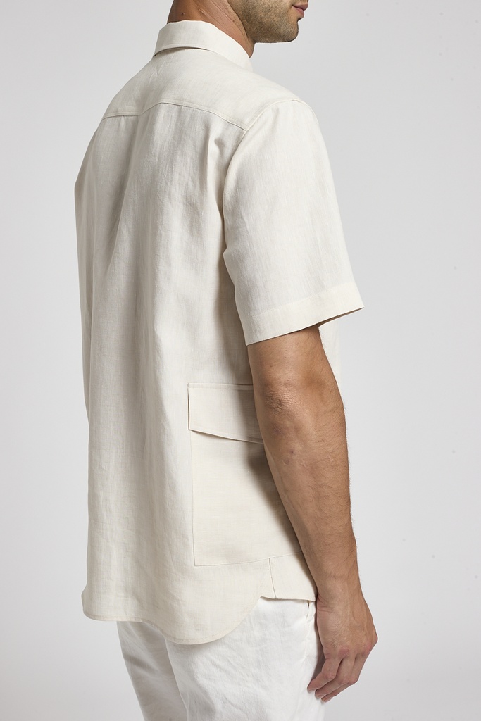 Casual Shirt Linen Yarn Dyed Woven Fabric Delavè Aspect Dunes