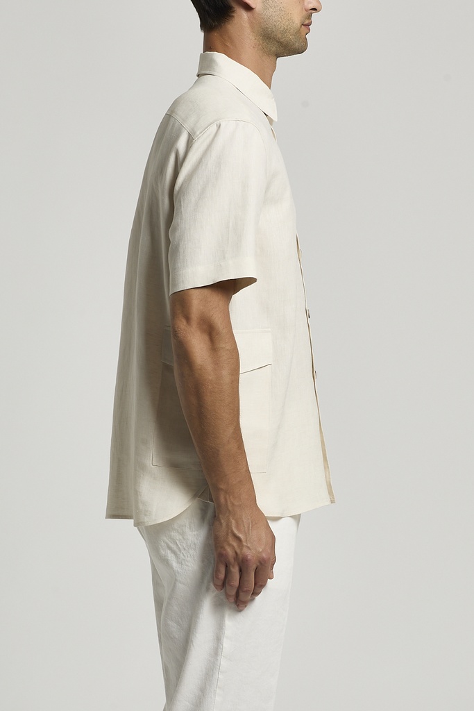 Casual Shirt Linen Yarn Dyed Woven Fabric Delavè Aspect Dunes