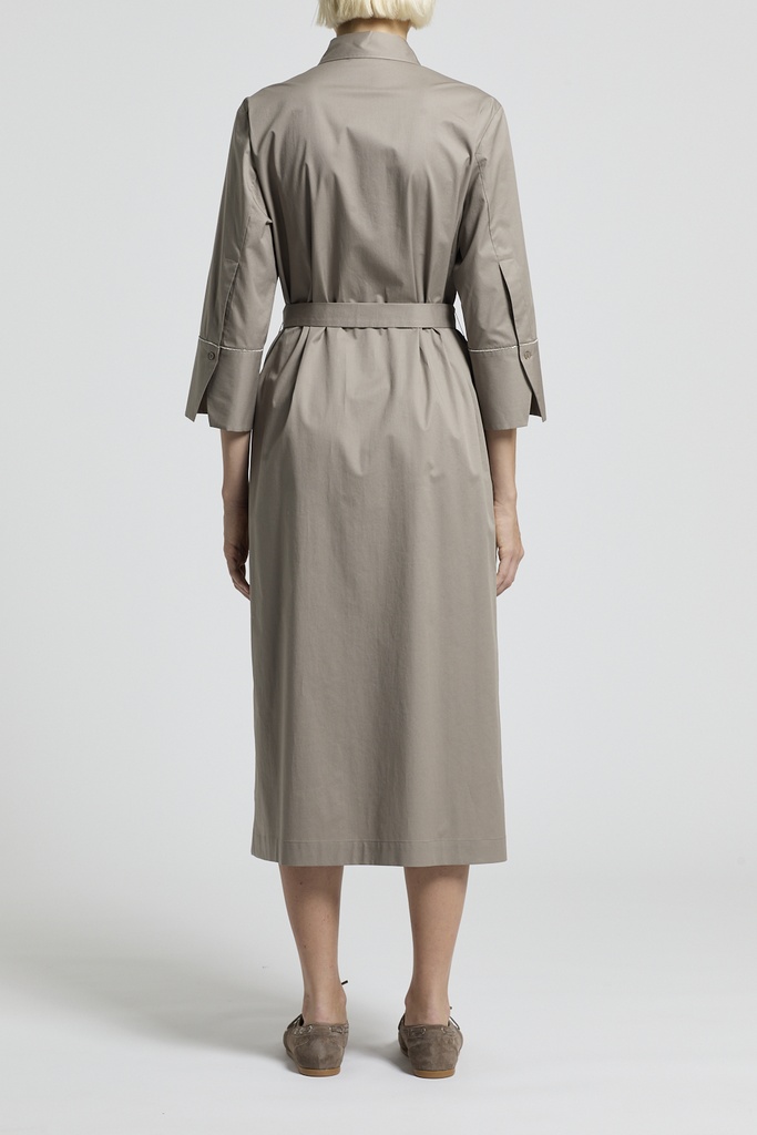 Woman Dress Stretch Cotton Light Satin Brown Clay