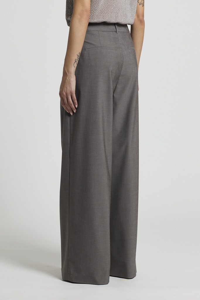 Palazzo Trousers With Pleats In Cotton Gabardine