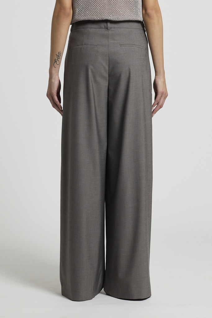 Palazzo Trousers With Pleats In Cotton Gabardine