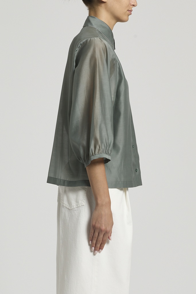 Organza And Matte Silk Shirt