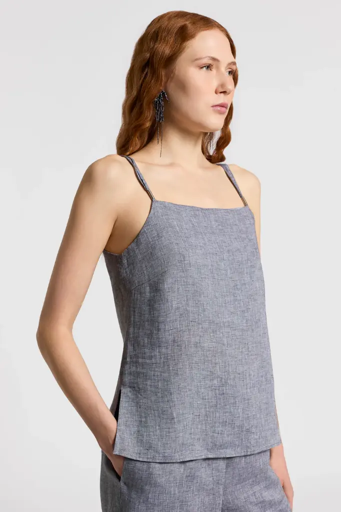 Top In Lightweight Pure Linen Canvas
