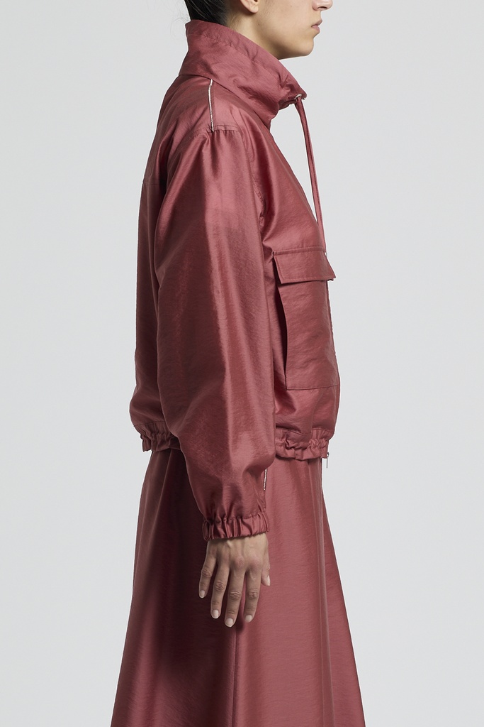 Woman Dust Coat Lyocell Blend Light Technical Plain Weave Photinia Red