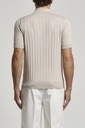 Knitted zipped Polo shirt Cotton silk blend yarn Marine wood beige