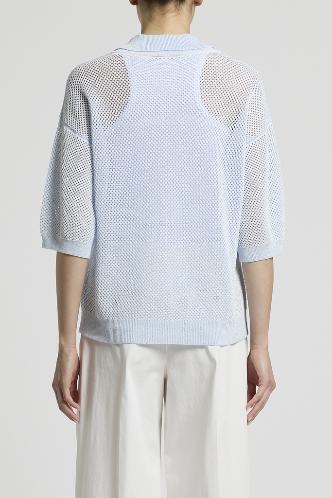 Polo Shirt In Cotton Yarn And Sequins
