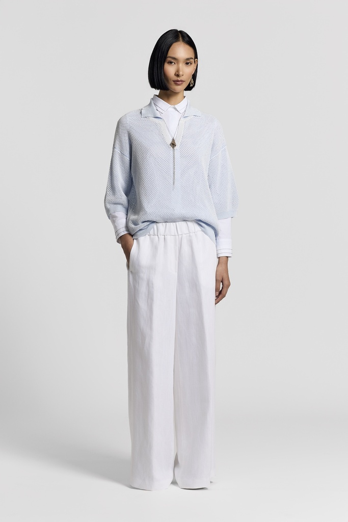 Polo Shirt In Cotton Yarn And Sequins