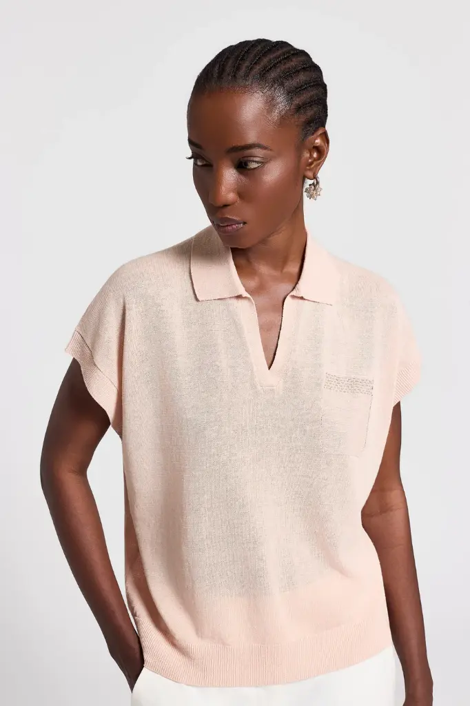 Linen and cotton polo shirt