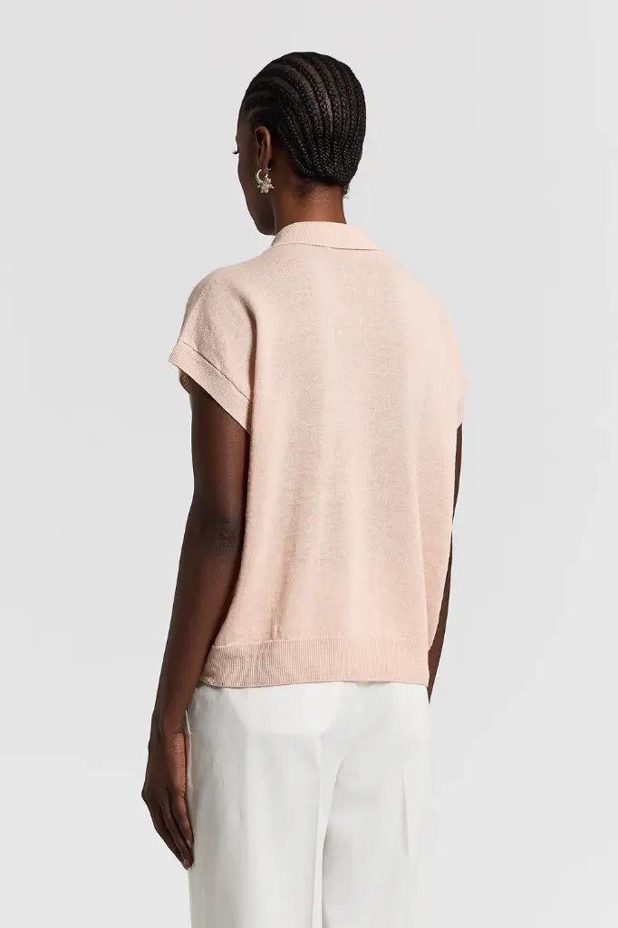 Linen and cotton polo shirt