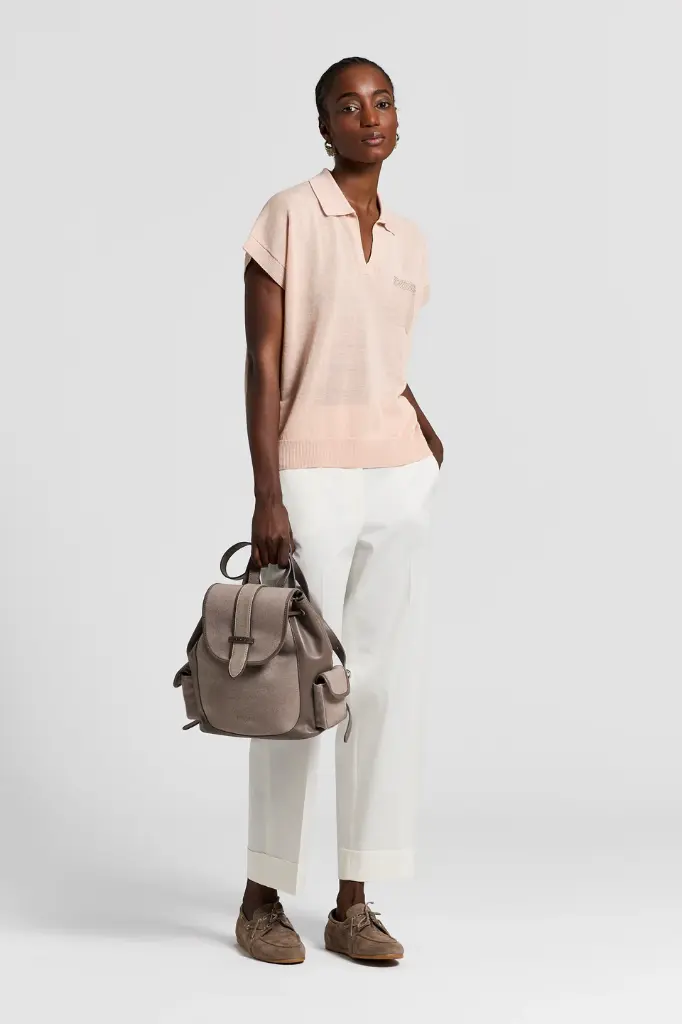 Linen and cotton polo shirt