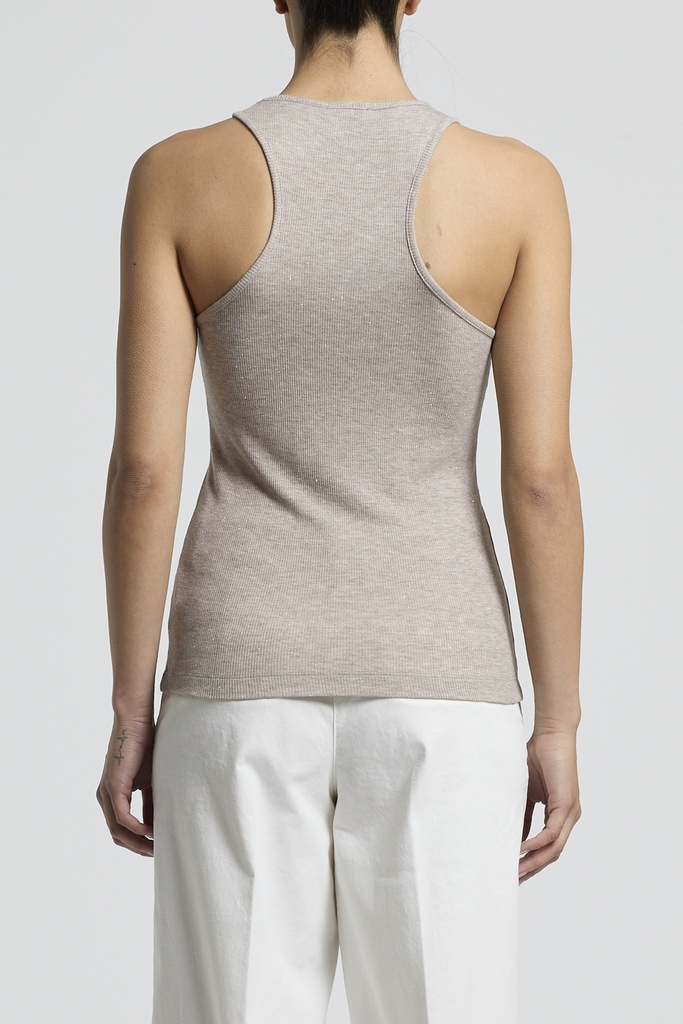Woman Top Cotton Lurex Rib Brown Clay
