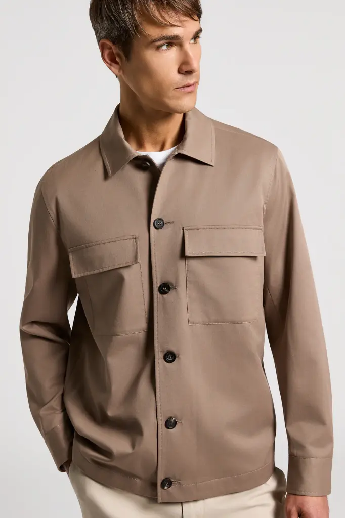 Cotton Blend Twill Overshirt