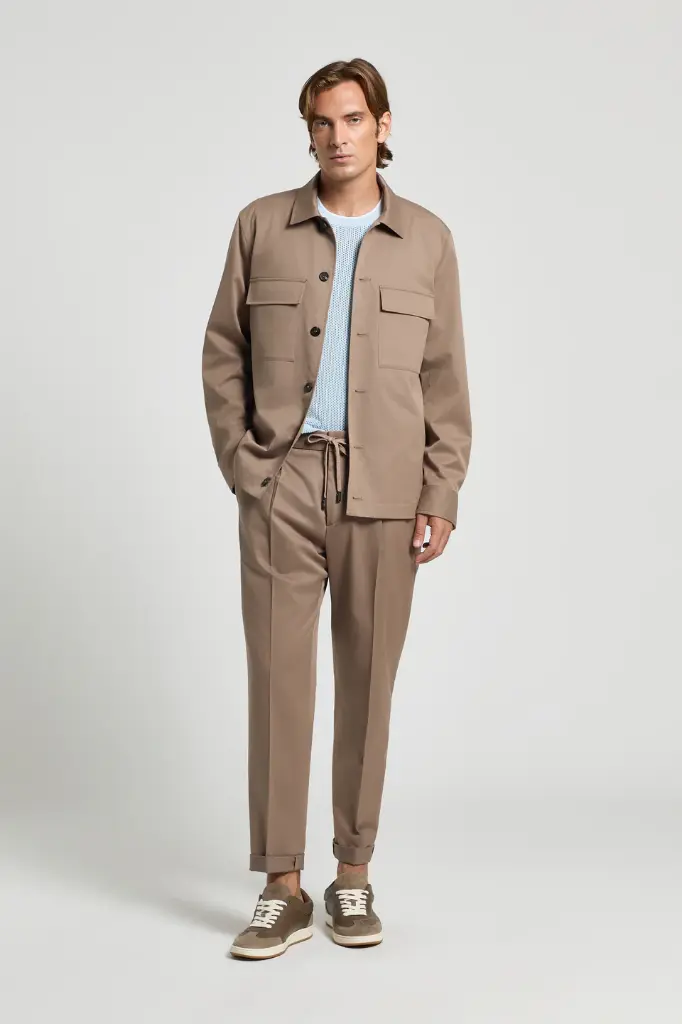 Cotton Blend Twill Overshirt