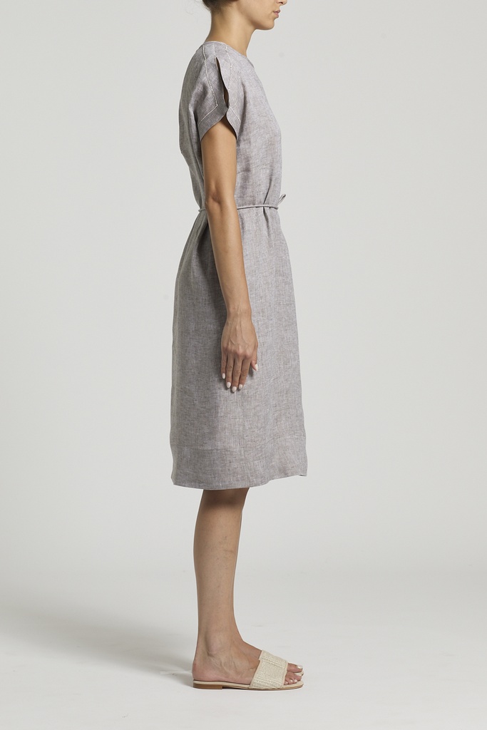 Dress In Lightweight Pure Linen Canvas