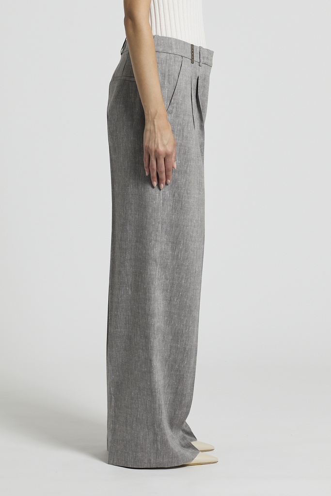 Woman Pants Linen Wool Blend 