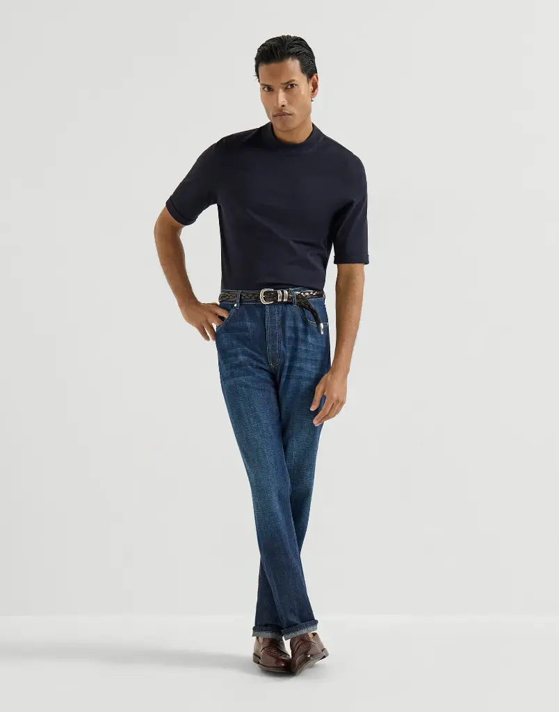 Lightweight Old Denim Iconic Fit Five-Pocket Trousers/Dark Blue 