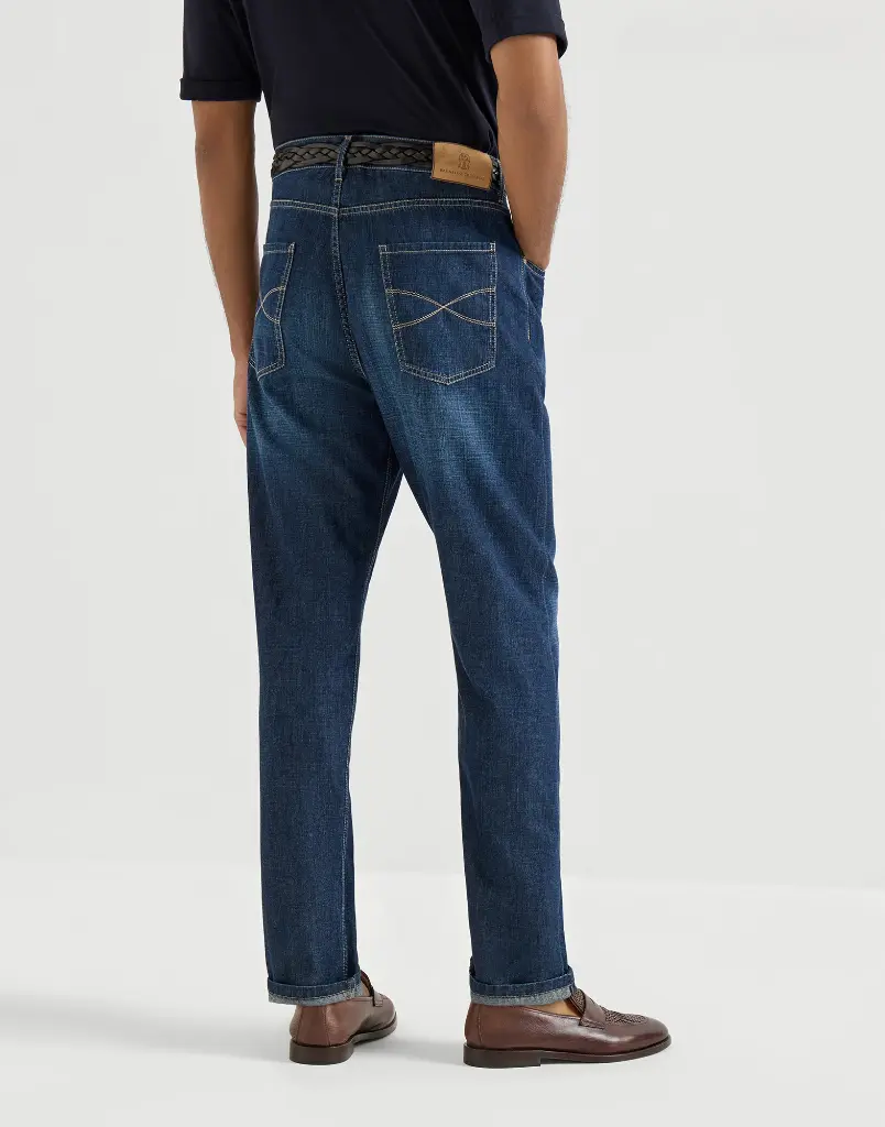 Lightweight Old Denim Iconic Fit Five-Pocket Trousers/Dark Blue 