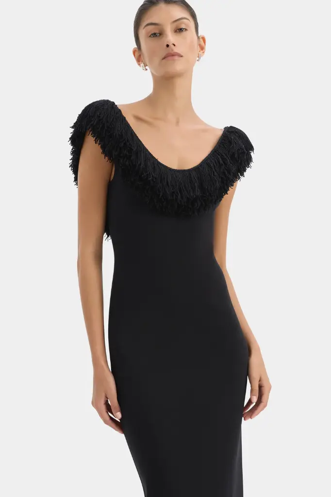 Marcelline Fringe Scoop Back Gown