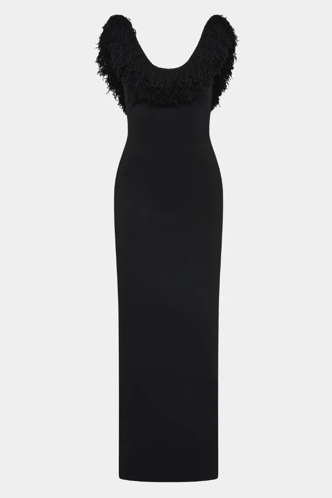 Marcelline Fringe Scoop Back Gown