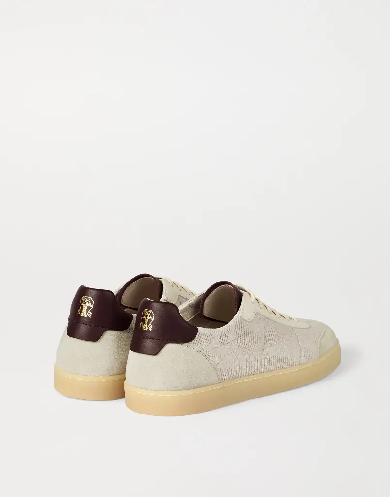 Cotton Knit Suede And Matte Calfskin Sneakers