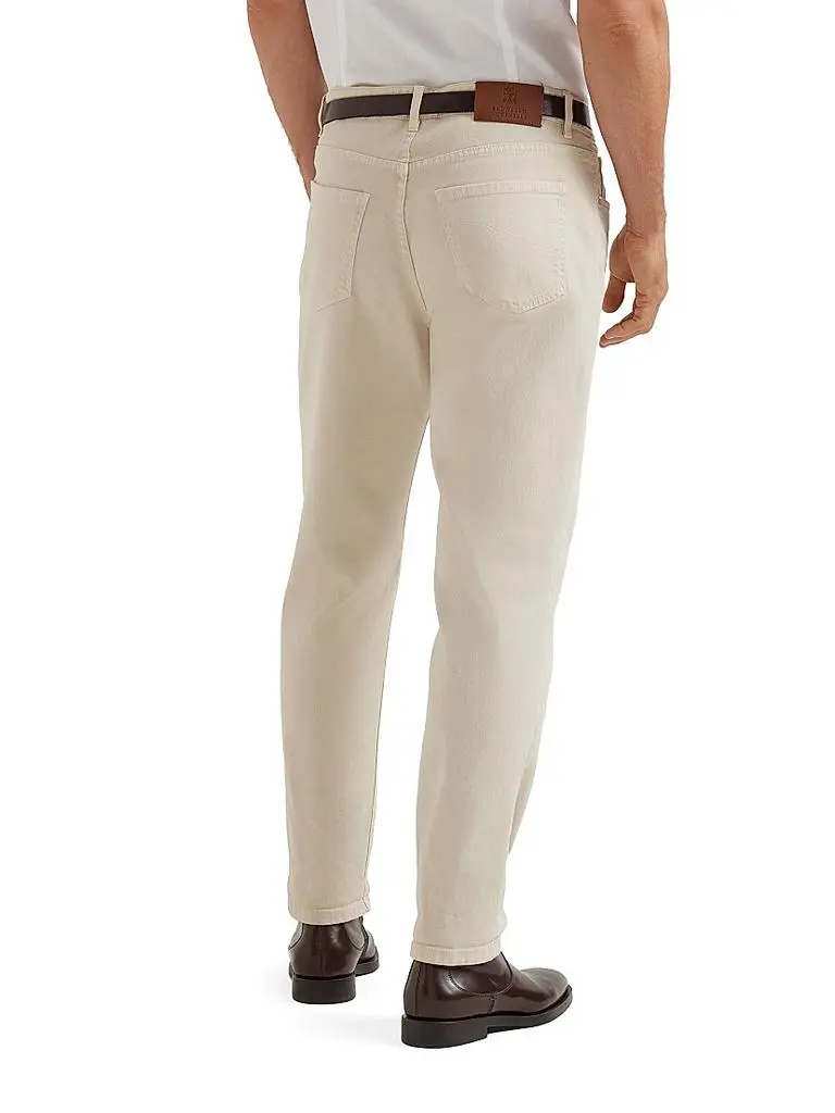 Garment Dyed Five Pocket Trousers In Twisted Cotton Gabardine