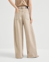 Authentic denim wide trousers with monili