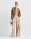 Authentic denim wide trousers with monili