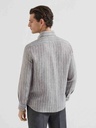 Chalk stripe linen easy fit shirt with spread collar
