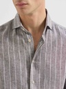 Chalk stripe linen easy fit shirt with spread collar