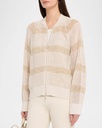 Cotton net cardigan with dazzling stripes