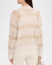 Cotton net cardigan with dazzling stripes