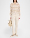 Cotton net cardigan with dazzling stripes