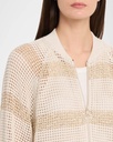 Cotton net cardigan with dazzling stripes