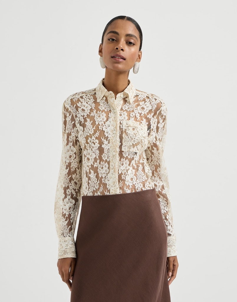 Flower jacquard lace shirt