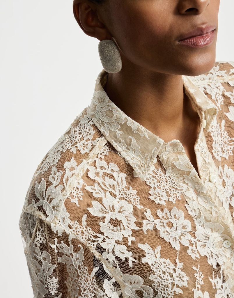 Flower jacquard lace shirt