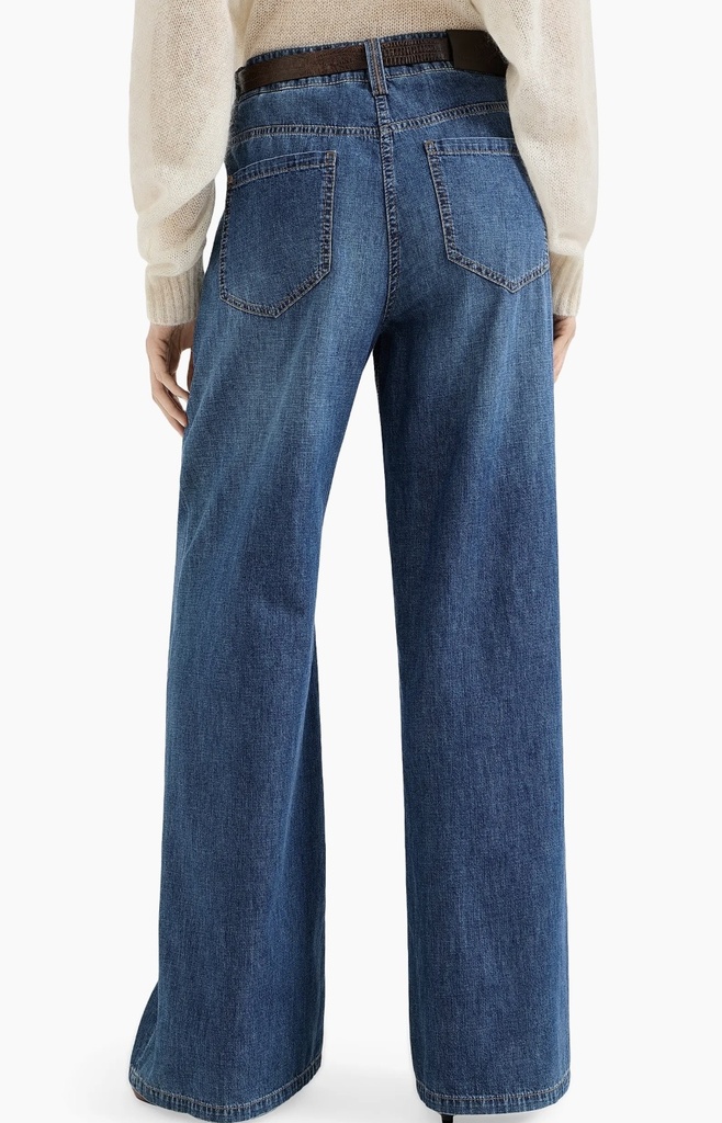 Lightweight denim baggy trousers with monili