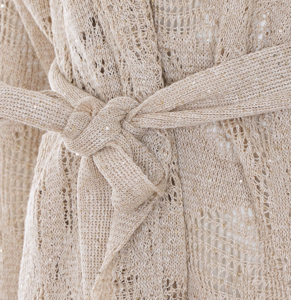 Dazzling water lillies belted cardigan in linen and cotton