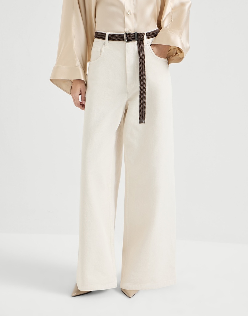 Dyed denim relaxed trousers with monili