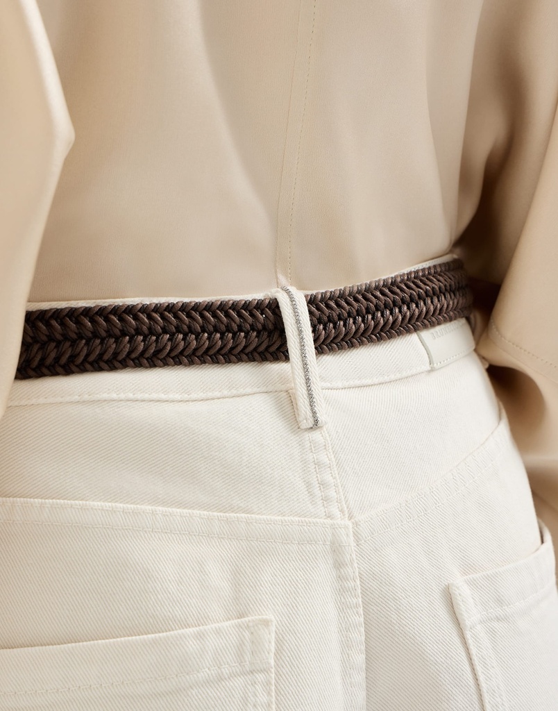 Dyed denim relaxed trousers with monili