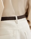 Dyed denim relaxed trousers with monili