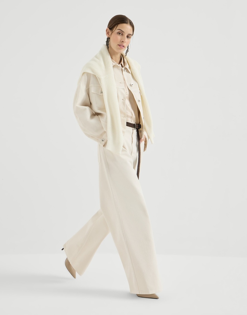Dyed denim relaxed trousers with monili