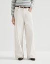 Dyed denim wide trousers with monili