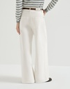 Dyed denim wide trousers with monili