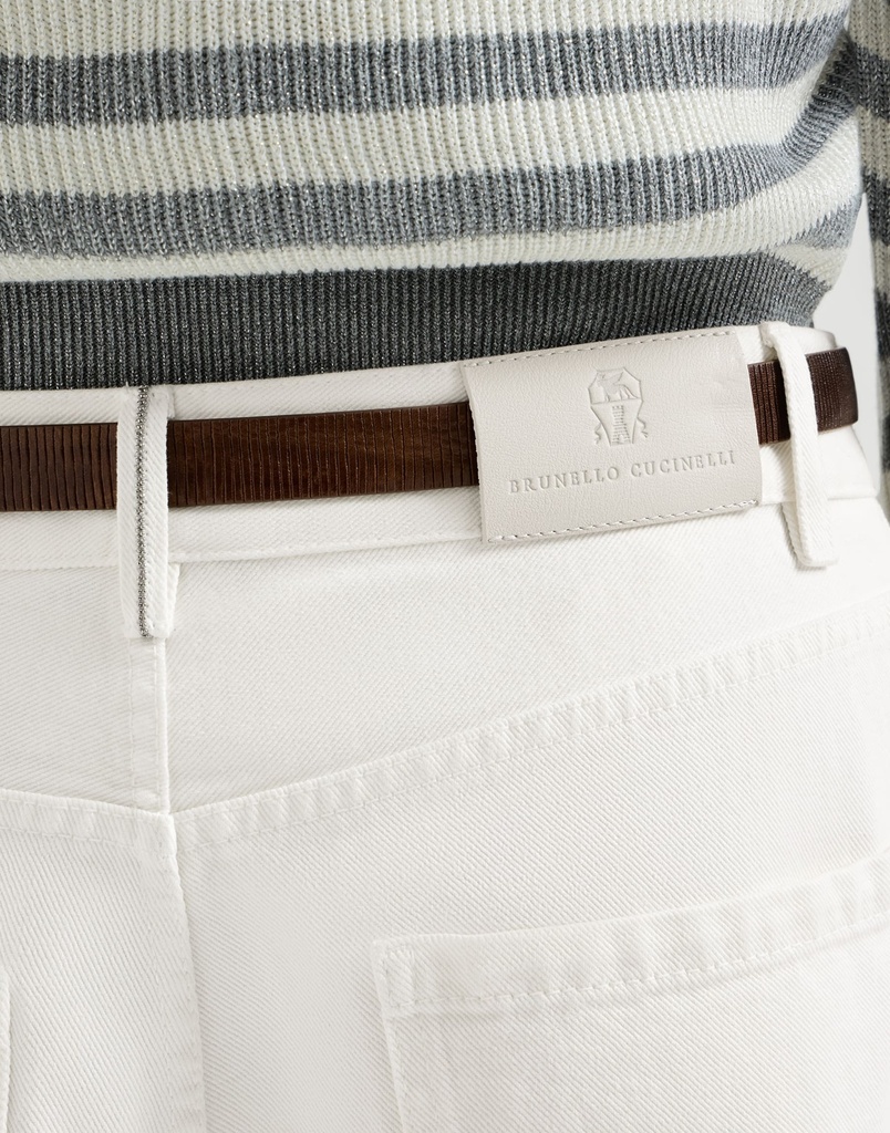 Dyed denim wide trousers with monili