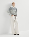 Dyed denim wide trousers with monili